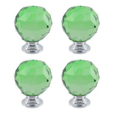 Imagem de Dahszhi 4 peças diamante esférico 1,18"/30 mm puxador de cristal puxador de armário gavetas armário cômoda estante guarda-roupa, prata-verde