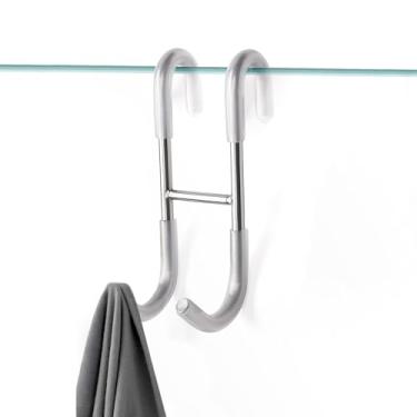 Imagem de eispap 1 gancho de porta de chuveiro, ganchos de toalha para banheiros, porta de vidro sem moldura, gancho de aço inoxidável SUS 304 resistente para toalhas, rodo, bucha, barbeador, roupão (1, prata)