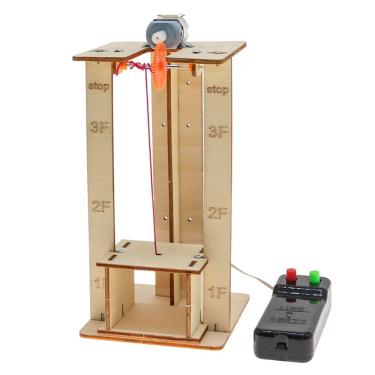 Imagem de Kit científico: elevador de madeira DIY com motor e controle remoto para crianças