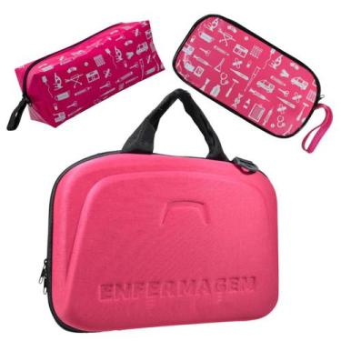 Imagem de Kit Maleta Bolsa Estagio Saude Case Aparelho Esteto - Love Saude, Rosa