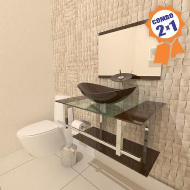 Imagem de Combo 2 em 1 - Gabinete 70cm Irlanda + Torneira Ibiza - EKASA, Marrom