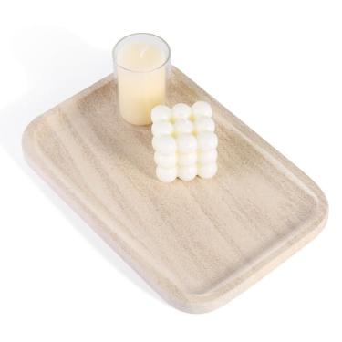 Imagem de Karibiber Bandeja de mármore, bancada de banheiro, organizador de cômoda decorativo, perfume, suporte de joias, pedra bege para armazenamento de pia de cozinha (creme MOCA)