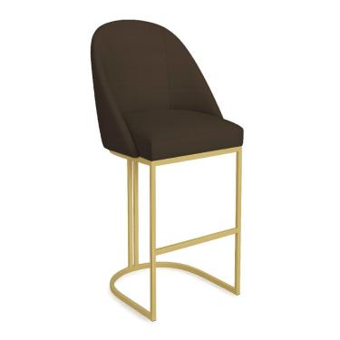 Imagem de Banqueta Alta Bela Suede Base Metálica Industrial Dourado - Pallazio Cor Marrom