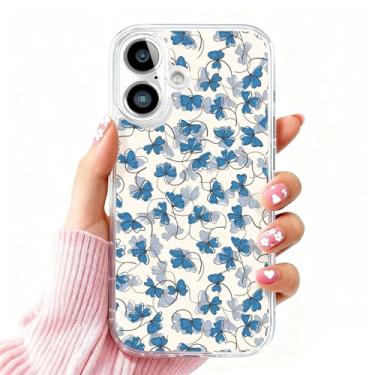 Imagem de DSJIFGEW Design de capa transparente padrão para iPhone 16 Plus | Antiamarelamento, parte traseira rígida, proteção contra quedas de nível militar, suporta carregamento sem fio