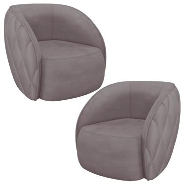 Imagem de Kit 02 Poltronas Decorativa Para Sala Living Olimpo M03 Veludo Rosê - Lyam Decor