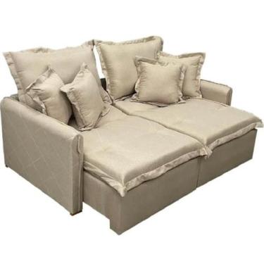 Imagem de Sofá Cama Lima 200cm em Linho 4 Lugares Retrátil e Reclinável União - 