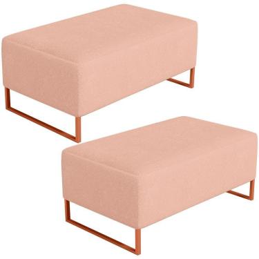 Imagem de Kit 02 Puffs Decorativo Cléo 90Cm W01 Cobre Linho Rosê