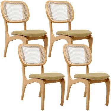 Imagem de Kit 4 Cadeiras Para Sala De Jantar Estofada E Tela Mariah L02 Couríssimo Fendi