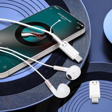 Imagem de Adaptador de fone de ouvido USB-C para áudio de 3,5 mm (pacote com 2) DAC Hip Digital Decoding suporta reprodução de música, chamadas telefônicas, token USB e controle remoto com fio - Branco