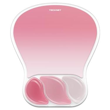 Imagem de TECKNET Mouse pad de gel com descanso de pulso, mouse ergonômico de escritório com suporte de pulso - antiderrapante e superfície lisa tapete de acessórios de mesa confortável para escritório, jogos e