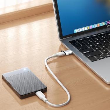Imagem de Pacote com 2 adaptadores micro para USB-C, adaptador eletrônico para OTG, carregamento e transferência de dados, compatível com telefones, computadores, tablets, etc. (prata)