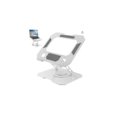 Imagem de Suporte para Notebook, Plástico Branco, Ajustável 0° a 130°, Base Antiderrapante, Portátil, 24,5 x 24,5 x 2 cm, Design Ergonômico para Home Office