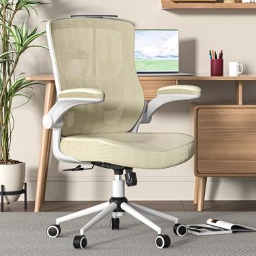 Imagem de CYKOV Cadeira de escritório, cadeira de mesa com encosto alto, altura ajustável e design ergonômico, cadeira de computador, suporte lombar executivo, apoio de braço acolchoado flip-up