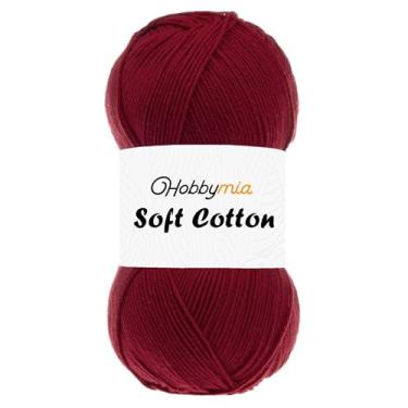Imagem de HobbyMia Fio de algodão macio para crochê - 100 g / 361 jardas - 55% algodão / 45% acrílico - (2) peso fino esportivo (vermelho - groselha, 1 novelo)
