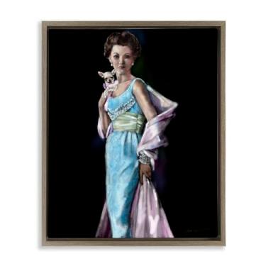 Imagem de Stupell Industries Friday Night Woman & Chihuahua Gray Framed Floater Canvas Wall Art, design by Mary Sparrow, 78 x 63 cm