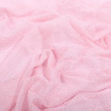 Imagem de Tecido de tule rosa 1 jarda x 152 cm Tecido de tule com lantejoulas iridescentes tecidos brilhantes macios da The Yard para decoração de festa de casamento nupcial embrulho de presente artesanato DIY