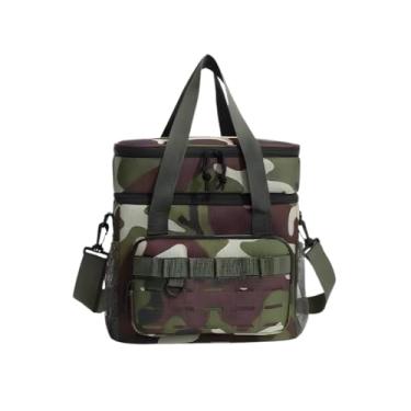 Imagem de Bolsa Térmica Grande Camuflada com Dois Compartimentos – Lancheira Termica Estilo Militar para Marmita, Trabalho, Escola, Faculdade, Passeio (Verde Camuflado)