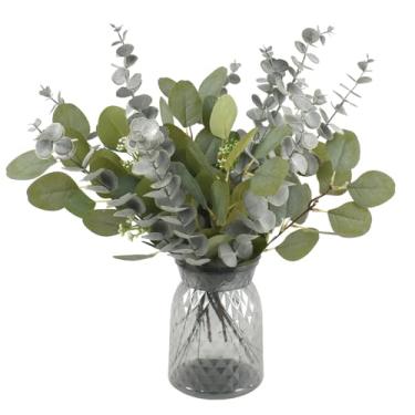 Imagem de HAIOPS 20 peças de hastes artificiais de eucalipto de 38 cm de folhas de eucalipto para decoração de cozinha doméstica, verde