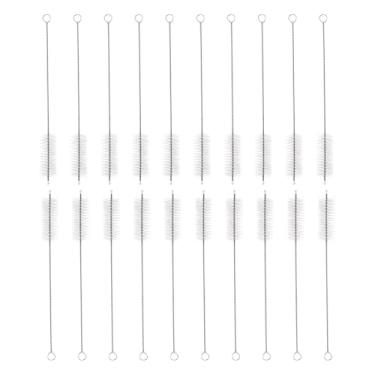 Imagem de HARFINGTON Conjunto de escovas de limpeza de palha, aço inoxidável 304 de comprimento e cerdas de nylon para garrafa de água, tubos de copo de canudo de silicone, branco (20 mm OD, conjunto de 20