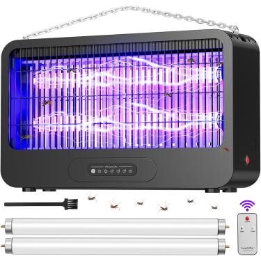 Imagem de Sapper elétrico de insetos para interiores, mosquiteiros com poderosa grade dupla de 3500 V e controlo remoto, armadilha para moscas para pátio, pátio, casa, cozinha, acampamento, inclui 2 lâmpadas