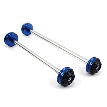Imagem de Protetores de roda deslizantes de eixo Arashi Garfo dianteiro e traseiro para Yamaha YZF R1 2009-2014, peças de acessórios de motocicleta azul