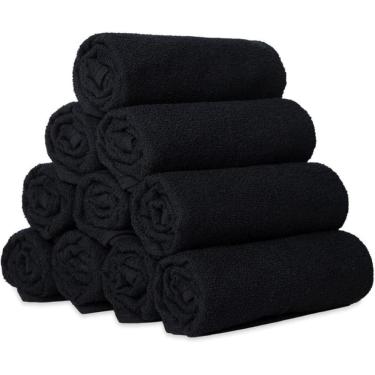 Imagem de Kit 10 Panos De Prato Liso Atoalhado Preto Felpudo Cozinha