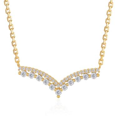 Imagem de MEVECCO Colar gargantilha feminina banhado a ouro 18 k turquesa vermelho rubi zircónio gargantilha pingente colar joia feita à mão para presentes de Natal e aniversário, 16" - 18", Sem Pedra Preciosa