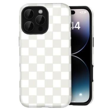 Imagem de Amzfield Capa compatível com iPhone 16 Pro, linda estampa quadriculada estética retrô para mulheres, meninas, outono, simples, chique, feminina, bonita, proteção híbrida de camada dupla, capa elegante