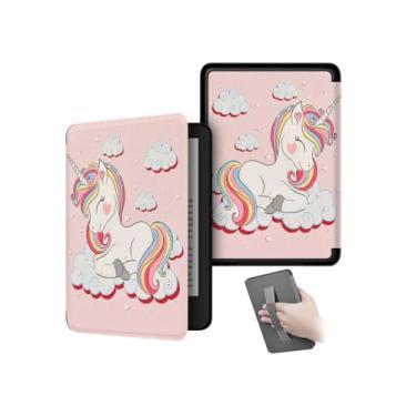 Imagem de Akacy Capa com estampa pintada com alça para Kindle Paperwhite de 6,0 polegadas 11ª geração lançada em 2022/2024 (Modelo: C2V2L3/RS23CV) Proteção de couro PU (31)