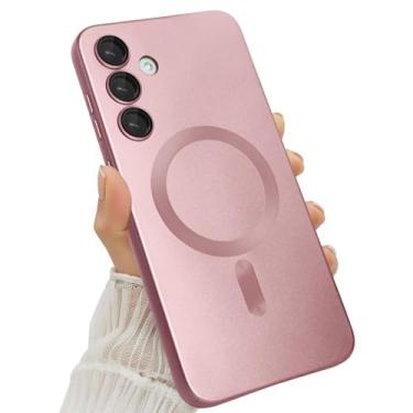 Imagem de Amzfield Capa magnética para Samsung Galaxy S25 Plus para mulheres, homens e meninas [compatível com MagSafe] [protetor de lente da câmera] Capa de telefone metálica fosca fofa fina de silicone macio