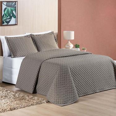 Imagem de Kit Cobre Leito Espanha Casal Queen 03 Peças Micropercal 200 Fios Matelado White Line - Camafeu Bege