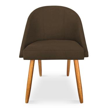 Imagem de Kit 08 Cadeiras Jantar Bela Suede Marrom Pés Palito Castanho - Pallazio