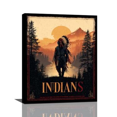 Imagem de Arte de parede nativa americana tribo indígena decoração de parede imagens em tela pinturas de paisagem vintage impressões arte tradicional decorações emolduradas para banheiro quarto sala de estar