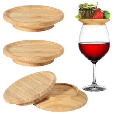 Imagem de Conjunto de 4 tampas de vidro de vinho de madeira, capas de prato de charcutaria à prova de poeira para festas, porta-copos elegantes para casamentos, reuniões de família e eventos