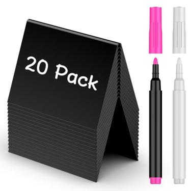 Imagem de Uniclife 20 mini quadros-negros brilhantes de 10 x 7,6 cm, incluindo 2 canetas à base de água, para etiquetas de alimentos em restaurantes de festas e placas de mesa de exibição de comida