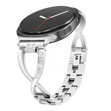 Imagem de Mtozon Pulseiras de substituição elegantes compatíveis com Samsung Galaxy Watch 8 de 40 mm/44 mm Watch8 Classic de 46 mm, prata