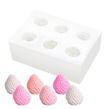Imagem de Molde de morango de silicone com 6 cavidades para chocolate, fondant, decoração de bolo, formato de fruta 3D realista, fácil de desmoldar, ferramentas de cozimento para doces, sabão, artesanato de