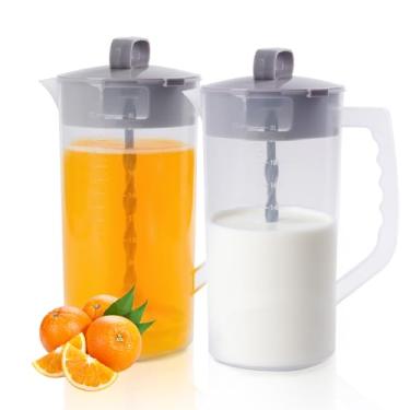 Imagem de WELKOR Jarra de mistura de 2 litros com êmbolo ajustável e tampa – sem BPA, à prova de vazamento para suco, fórmula, chá – boca larga, fácil de limpar, tecnologia de mistura de vórtice