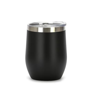 Imagem de Copo Térmico Portátil, Parede Dupla Inox, 360ml, Antivazamento, Tampa Selada, Conservação 5h Gelado/1.5h Quente, 11cm Altura (Preto)