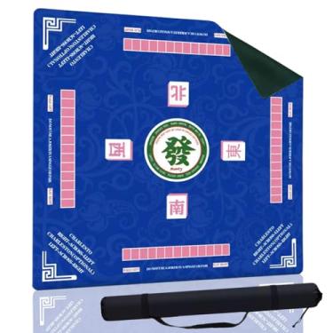 Imagem de Mahjong Mat, Non-Slip Noise Reduction Gaming Mat 31.5x31.5 Inch Blue Mahjong Mats with Rules Multi Purpose Game Table Cover for Mahjong, Poker, Card, Board & Tile Games, Mahjong Gift with Carrying Bag