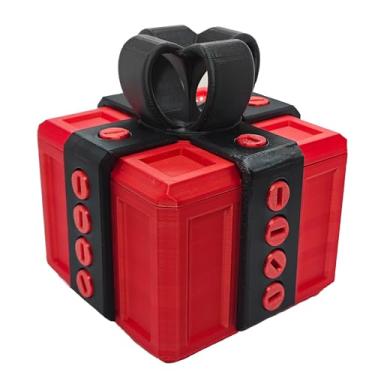 Imagem de Caixa de presente irritante com parafusos, quebra-cabeça impresso em 3D, caixa de presente grande surpresa para dinheiro, presente de mordaça de Natal, aniversário, feriado (vermelho preto)