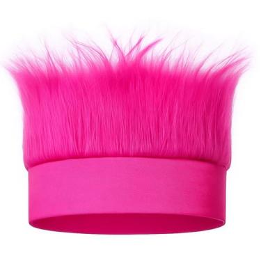 Imagem de Tiara cabeluda, Crazy Hats Peruca de cabelo engraçada para adultos, acessórios divertidos de fantasia para a semana do espírito, Halloween, festa de cosplay, Rosa choque, M