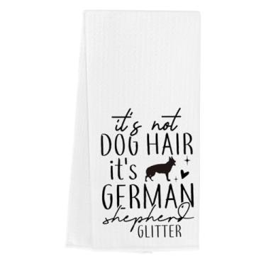 Imagem de WINGTECA Toalhas de cozinha engraçadas para cães presentes para amantes de pastor alemão proprietários não é pelo de cachorro é pastor alemão glitter waffle tecer toalhas de mão para cozinha banheiro