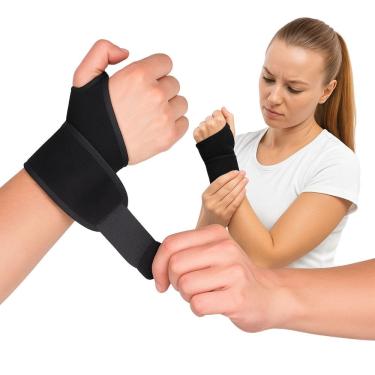 Imagem de Kit 2 Munhequeiras Ajustáveis Ergonômicas em Neoprene  Cor Preta