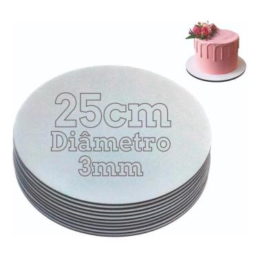 Imagem de 2X Cake Board 25Cm Tabuleiro Prato De Bolo Mdf Kit Com 10 Ba
