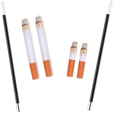 Imagem de 2 porta-cigarros longos, 2 cigarros puff falsos e 2 meio cigarros falsos com fumaça para mulheres - realistas - ideal para festas temáticas e apresentações teatrais