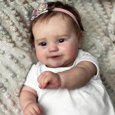 Imagem de Brastoy Bebê Reborn Boneca Realista Menina Corpo de Silicone Original Pintado 48cm Olhos Castanhos