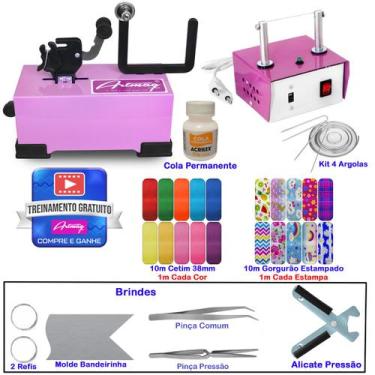 Imagem de Maquina De Laços Máquina De Cortar Fita Fuxico Kit Pinça A06 - Artmaq