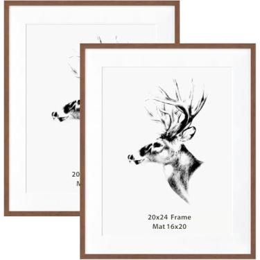 Imagem de Yaetm Porta-retrato de 50 x 61 cm fosco até 40 x 50 cm, marrom nogueiro, moldura de madeira maciça 50 x 61 cm para parede de galeria, fotos, pôsteres e impressões de arte, suporte de parede horizontal