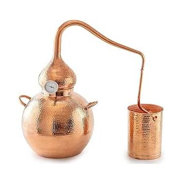 Imagem de Alambique de cobre, capacidade de 20 litros, design martelado com medidor de temperatura